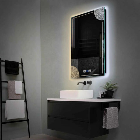 Miroir LED Vertical | boutons tactiles | Fonction Anti-Buée | Température de couleur réglable - Reyze Série Good Vibes Modèle 7