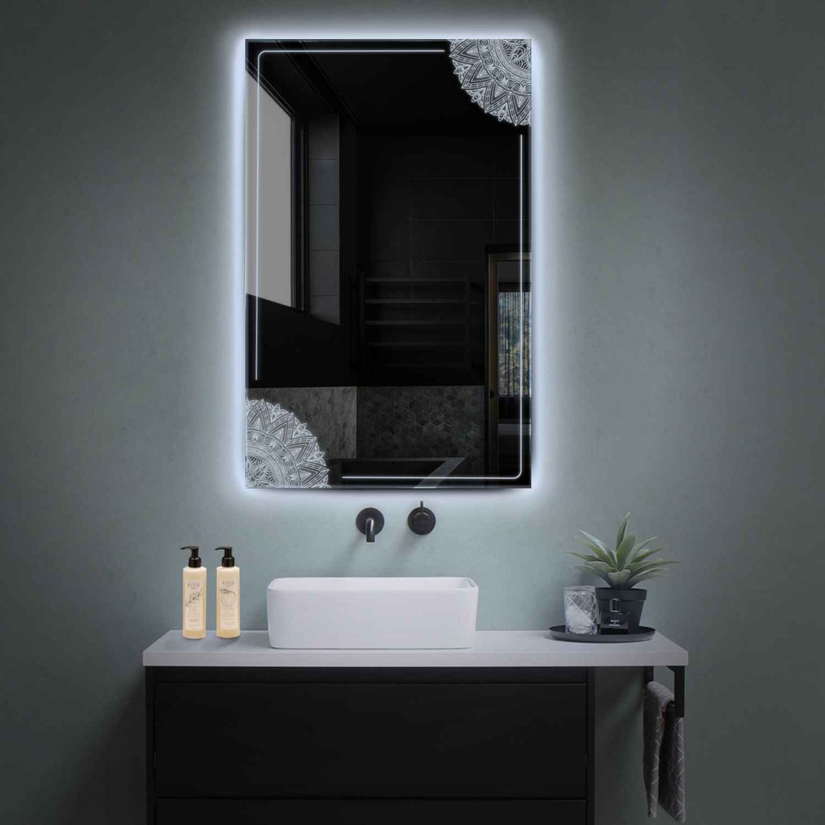 Miroir LED Vertical | Sans Boutons Tactiles | Lumière blanche froide - Reyze Série Good Vibes Modèle 7