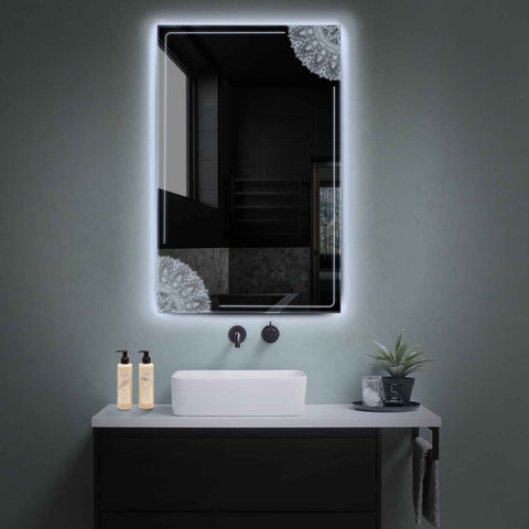 Miroir LED Vertical | Sans Boutons Tactiles | Lumière blanche froide - Reyze Série Good Vibes Modèle 7