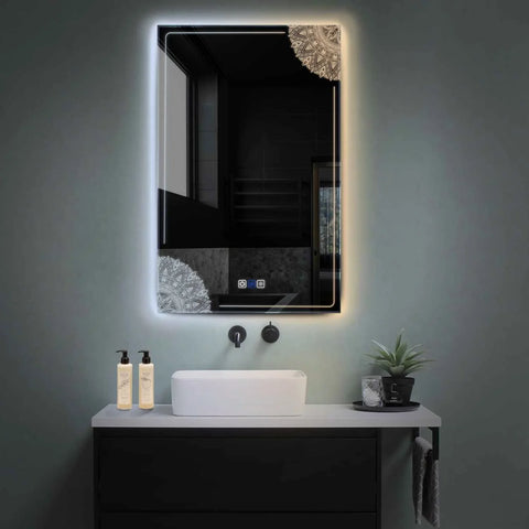 Miroir LED Vertical | boutons tactiles | Fonction Anti-Buée | Température de couleur réglable - Reyze Série Good Vibes Modèle 7