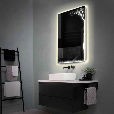 Miroir LED Vertical | Sans Boutons Tactiles | Lumière blanche neutre - Reyze Série Good Vibes Modèle 8