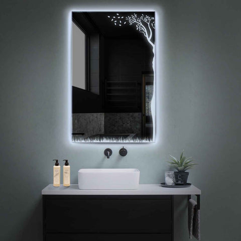 Miroir LED Vertical | Sans Boutons Tactiles | Lumière blanche froide - Reyze Série Good Vibes Modèle 8