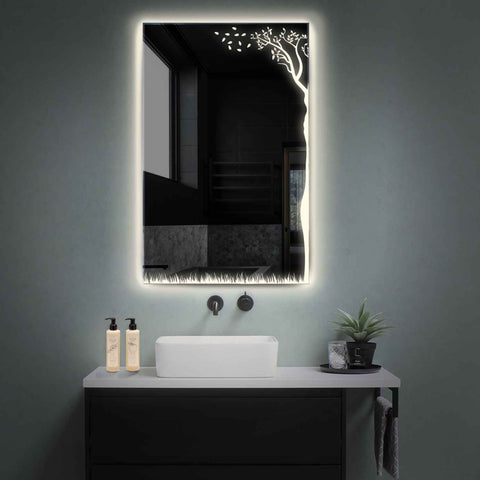 Miroir LED Vertical | Sans Boutons Tactiles | Lumière blanche neutre - Reyze Série Good Vibes Modèle 8