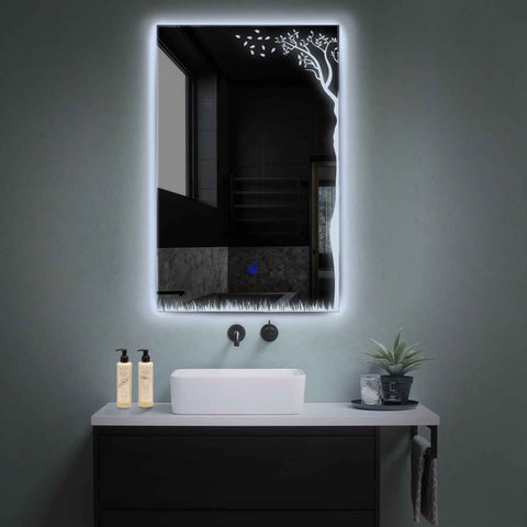 Miroir LED Vertical | Bouton Tactile | Lumière blanche froide - Reyze Série Good Vibes Modèle 8