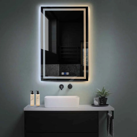 Miroir LED Vertical | boutons tactiles | Fonction Anti-Buée | Température de couleur réglable - Reyze Série Minimal Modèle 1