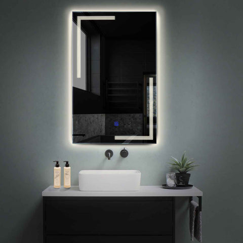 Miroir LED Vertical | Bouton Tactile | Lumière blanche neutre - Reyze Série Minimal Modèle 2