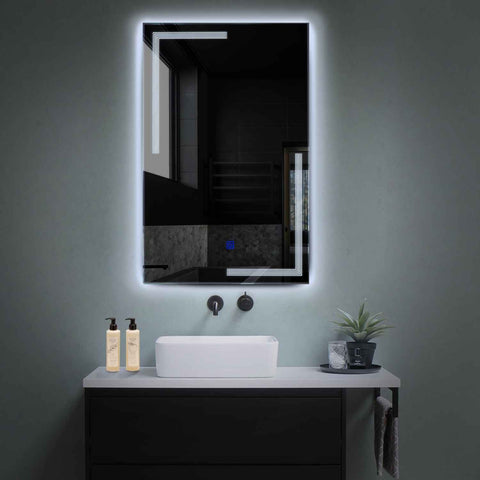 Miroir LED Vertical | Bouton Tactile | Lumière blanche froide - Reyze Série Minimal Modèle 2