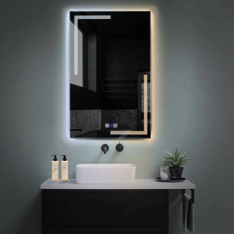 Miroir LED Vertical | boutons tactiles | Fonction Anti-Buée | Température de couleur réglable - Reyze Série Minimal Modèle 2
