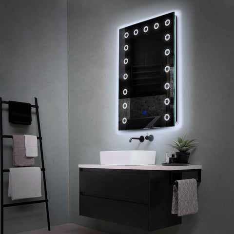 Miroir LED Vertical | Bouton Tactile | Lumière blanche froide - Reyze Série Minimal Modèle 4