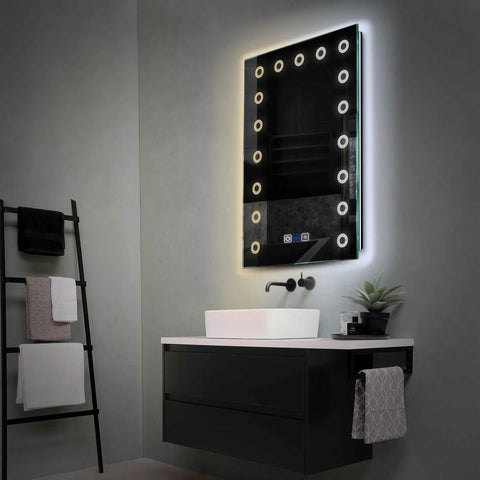 Miroir LED Vertical | boutons tactiles | Fonction Anti-Buée | Température de couleur réglable - Reyze Série Minimal Modèle 4