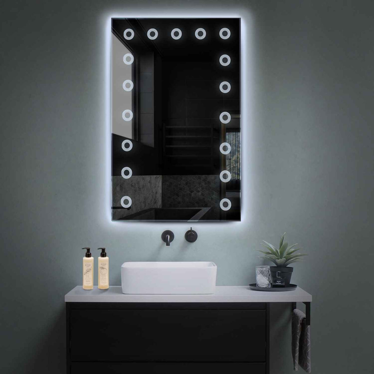 Miroir LED Vertical | Sans Boutons Tactiles | Lumière blanche froide - Reyze Série Minimal Modèle 4