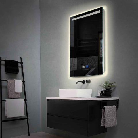 Miroir LED Vertical | boutons tactiles | Fonction Anti-Buée | Lumière blanche neutre - Reyze Série Minimal Modèle 5