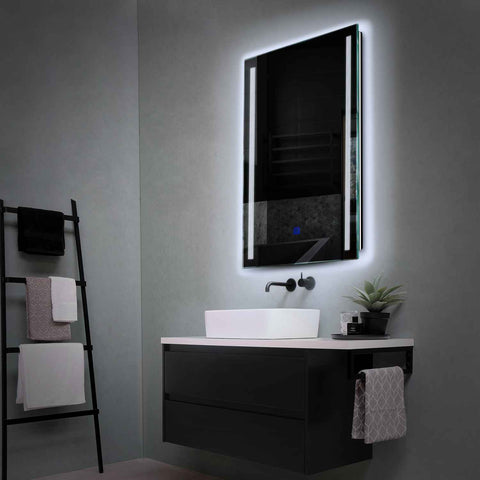 Miroir LED Vertical | Bouton Tactile | Lumière blanche froide - Reyze Série Minimal Modèle 7
