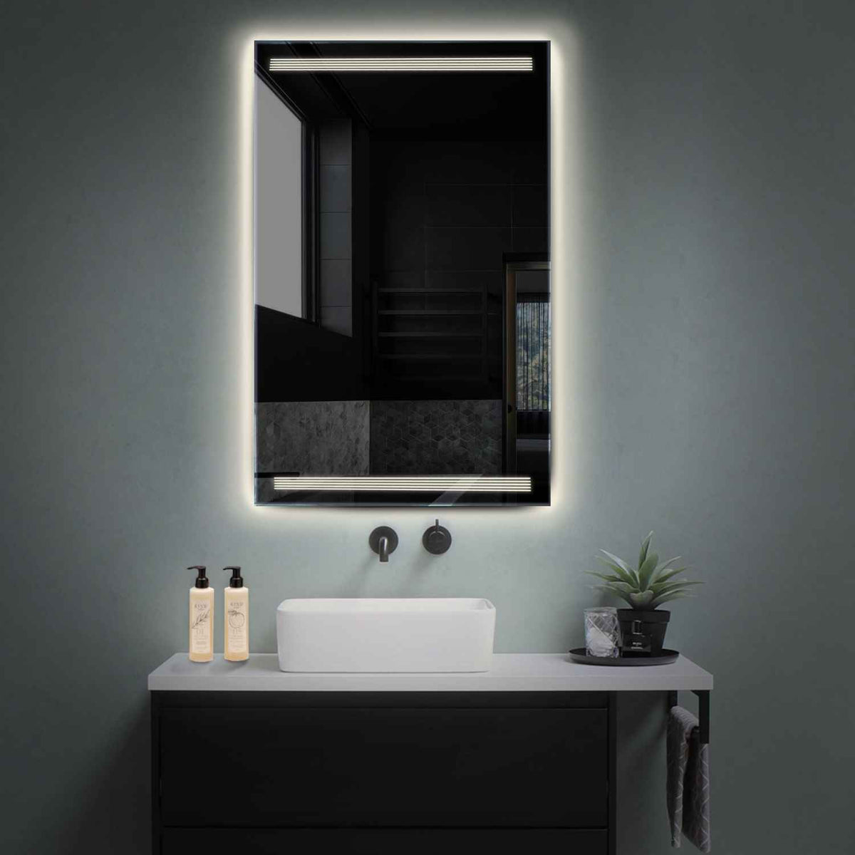 Miroir LED Vertical | Sans Boutons Tactiles | Lumière blanche neutre - Reyze Série Minimal Modèle 8