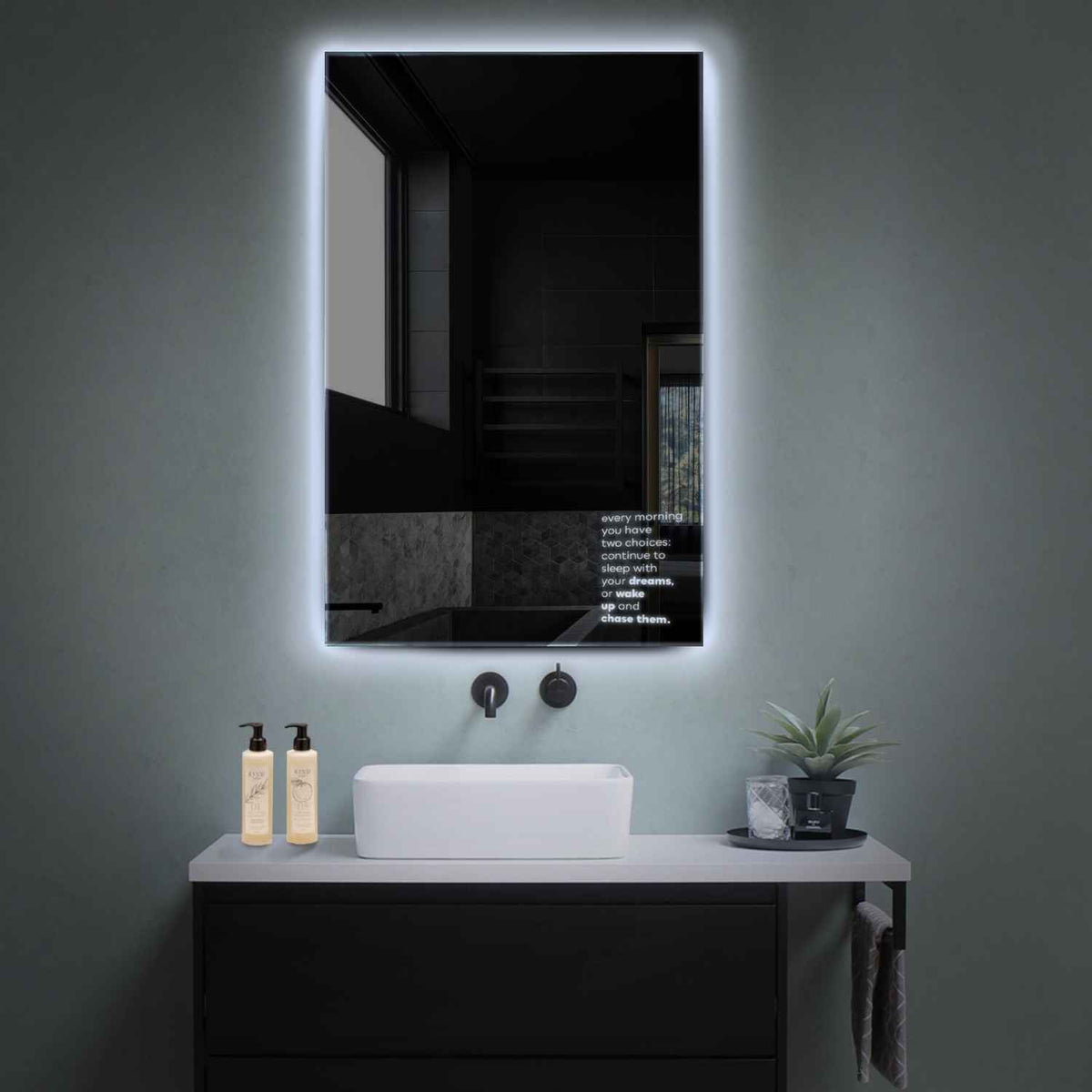 Miroir LED Vertical | Sans Boutons Tactiles | Lumière blanche froide - Reyze Série Motivated Modèle 2
