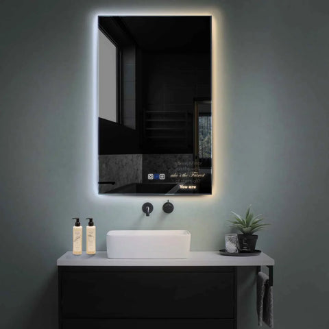 Miroir LED Vertical | boutons tactiles | Fonction Anti-Buée | Température de couleur réglable - Reyze Série Motivated Modèle 4