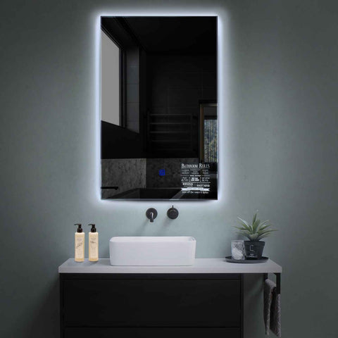 Miroir LED Vertical | Bouton Tactile | Lumière blanche froide - Reyze Série Motivated Modèle 5
