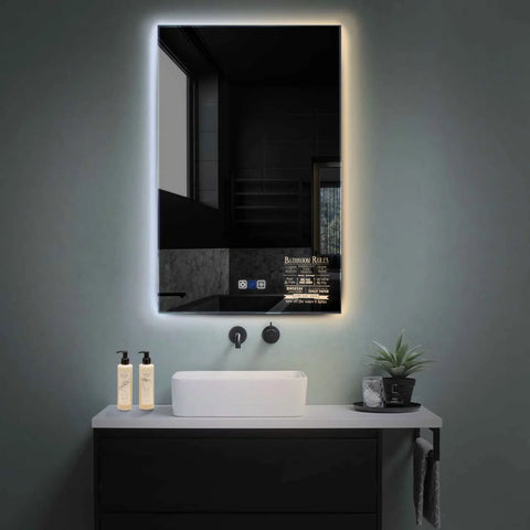 Miroir LED Vertical | boutons tactiles | Fonction Anti-Buée | Température de couleur réglable - Reyze Série Motivated Modèle 5