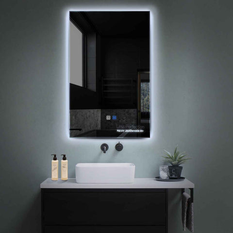 Miroir LED Vertical | boutons tactiles | Fonction Anti-Buée | Lumière blanche froide - Reyze Série Motivated Modèle 7