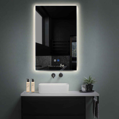 Miroir LED Vertical | boutons tactiles | Fonction Anti-Buée | Lumière blanche neutre - Reyze Série Motivated Modèle 8