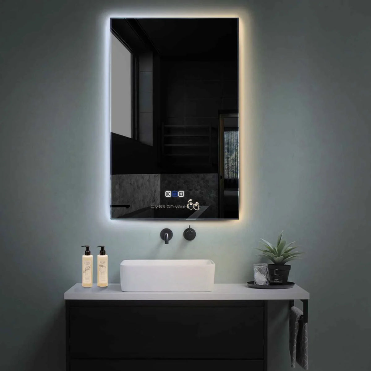 Miroir LED Vertical | boutons tactiles | Fonction Anti-Buée | Température de couleur réglable - Reyze Série Motivated Modèle 8