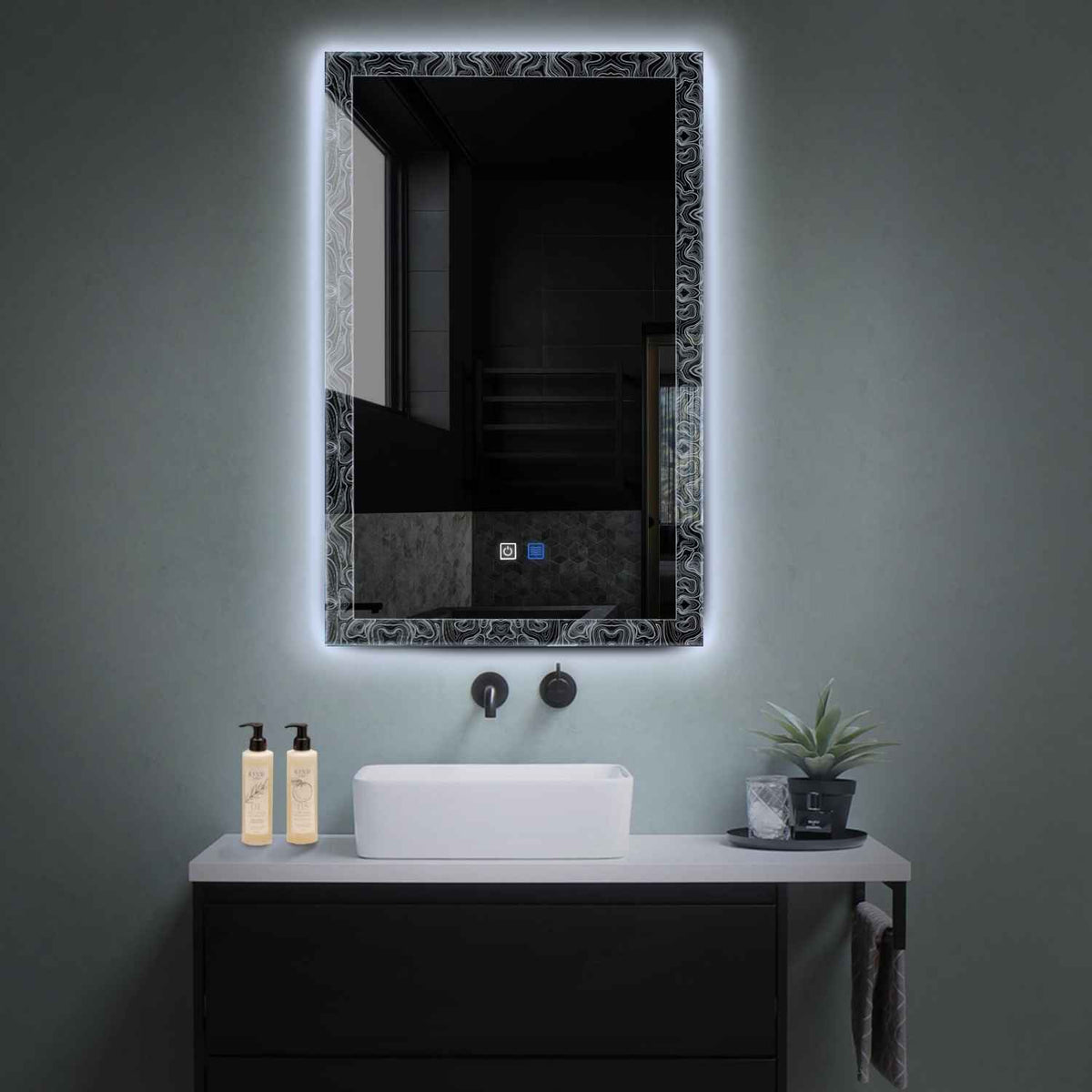 Miroir LED Vertical | boutons tactiles | Fonction Anti-Buée | Lumière blanche froide - Reyze Série Official Modèle 8