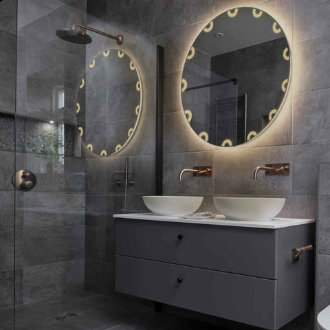 Miroir LED Rond | Sans Boutons Tactiles | Lumière Blanche Chaude - Reyze Série Edge Modèle 4