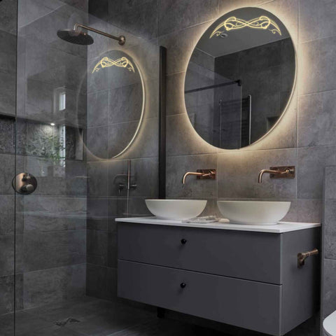 Miroir LED Rond | Sans Boutons Tactiles | Lumière Blanche Chaude - Reyze Série Good Vibes Modèle 6