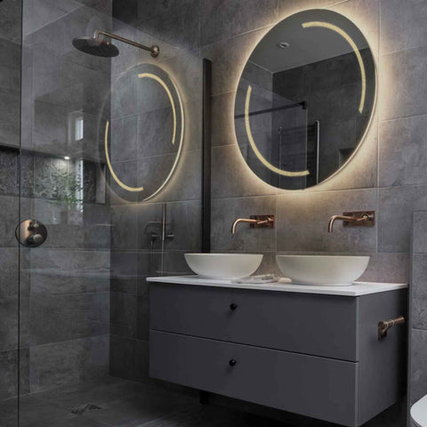 Miroir LED Rond | Sans Boutons Tactiles | Lumière Blanche Chaude - Reyze Série Minimal Modèle 2