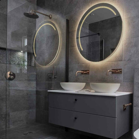 Miroir LED Rond | Sans Boutons Tactiles | Lumière Blanche Chaude - Reyze Série Minimal Modèle 5