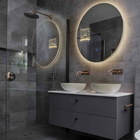 Miroir LED Rond | Bouton Tactile | Lumière Blanche Chaude - Reyze Série Motivated Modèle 5