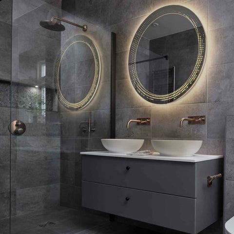 Miroir LED Rond | Sans Boutons Tactiles | Lumière Blanche Chaude - Reyze Série Simetria Modèle 8