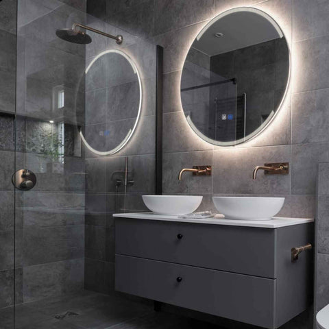 Miroir LED Rond | boutons tactiles | Fonction Anti-Buée | Lumière blanche neutre - Reyze Série Edge Modèle 8