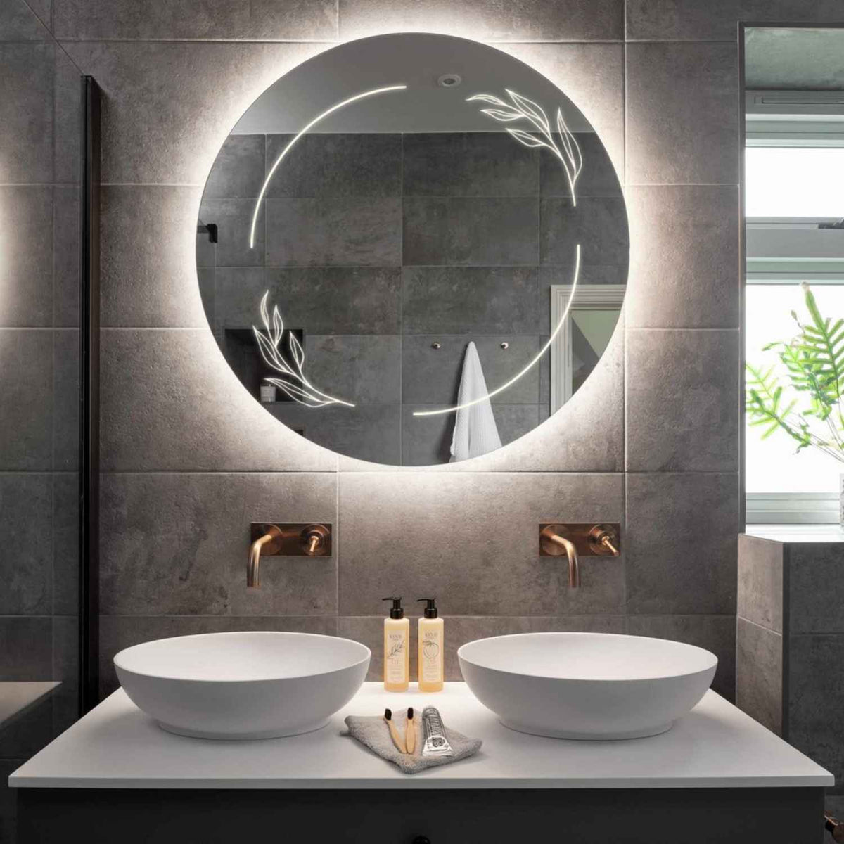 Miroir LED Rond | Sans Boutons Tactiles | Lumière blanche neutre - Reyze Série Good Vibes Modèle 1