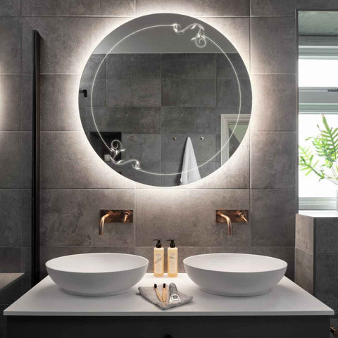 Miroir LED Rond | Sans Boutons Tactiles | Lumière blanche neutre - Reyze Série Good Vibes Modèle 5
