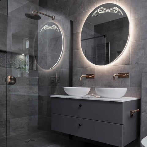 Miroir LED Rond | Sans Boutons Tactiles | Lumière blanche neutre - Reyze Série Good Vibes Modèle 6