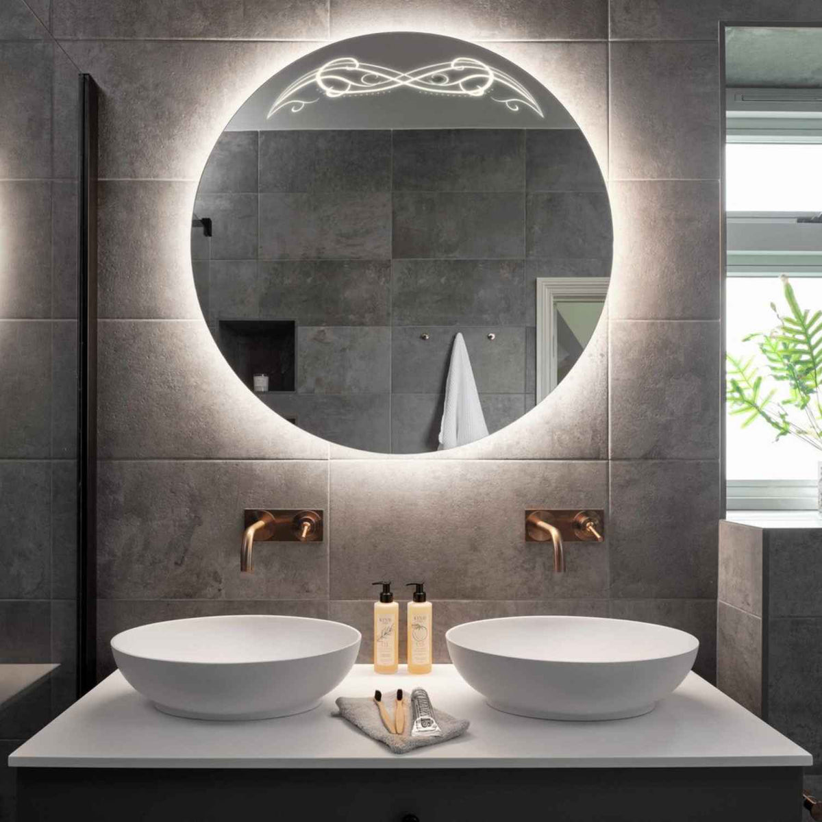Miroir LED Rond | Sans Boutons Tactiles | Lumière blanche neutre - Reyze Série Good Vibes Modèle 6
