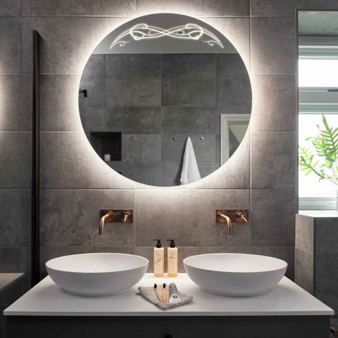 Miroir LED Rond | Sans Boutons Tactiles | Lumière blanche neutre - Reyze Série Good Vibes Modèle 6