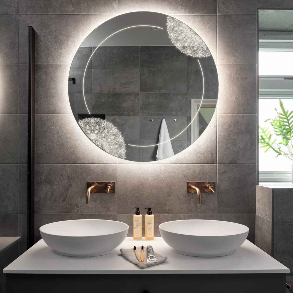 Miroir LED Rond | Sans Boutons Tactiles | Lumière blanche neutre - Reyze Série Good Vibes Modèle 7