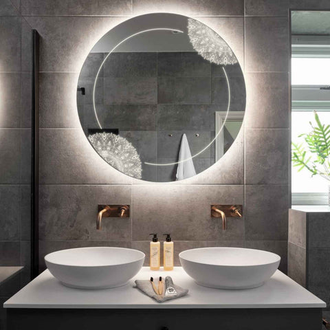 Miroir LED Rond | Sans Boutons Tactiles | Lumière blanche neutre - Reyze Série Good Vibes Modèle 7