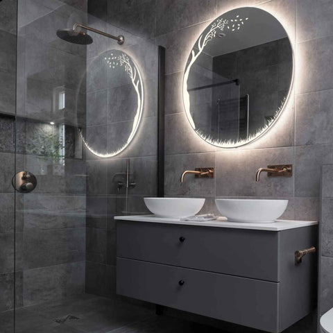 Miroir LED Rond | Sans Boutons Tactiles | Lumière blanche neutre - Reyze Série Good Vibes Modèle 8
