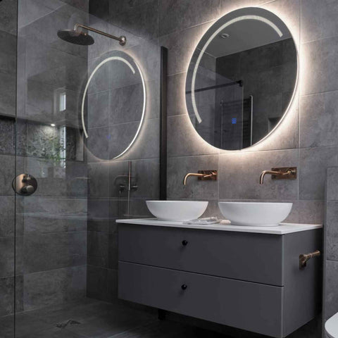 Miroir LED Rond | Bouton Tactile | Lumière blanche neutre - Reyze Série Minimal Modèle 5