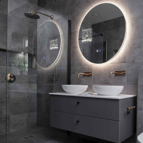 Miroir LED Rond | boutons tactiles | Fonction Anti-Buée | Lumière blanche neutre - Reyze Série Motivated Modèle 5
