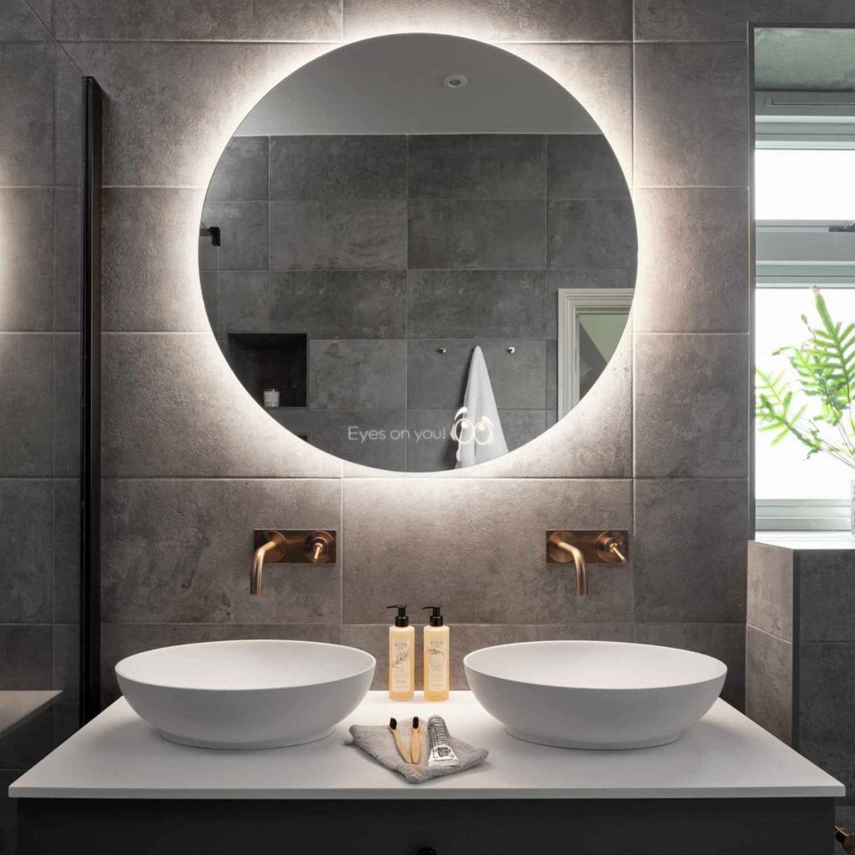 Miroir LED Rond | Sans Boutons Tactiles | Lumière blanche neutre - Reyze Série Motivated Modèle 8