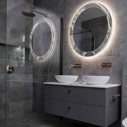 Miroir LED Rond | Sans Boutons Tactiles | Lumière blanche neutre - Reyze Série Simetria Modèle 2