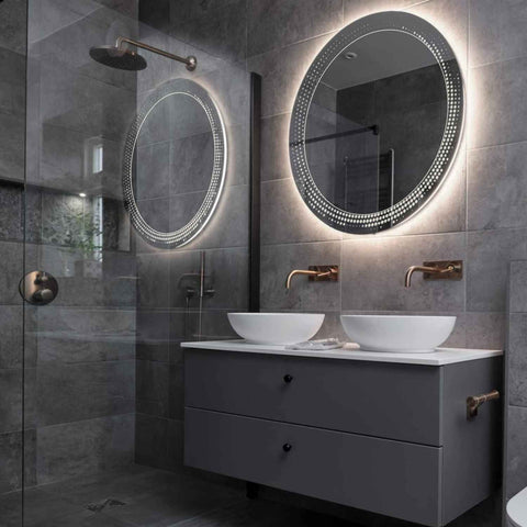 Miroir LED Rond | Sans Boutons Tactiles | Lumière blanche neutre - Reyze Série Simetria Modèle 8