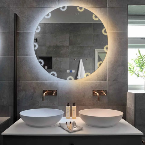 Miroir LED Rond | boutons tactiles | Fonction Anti-Buée | Température de couleur réglable - Reyze Série Edge Modèle 4