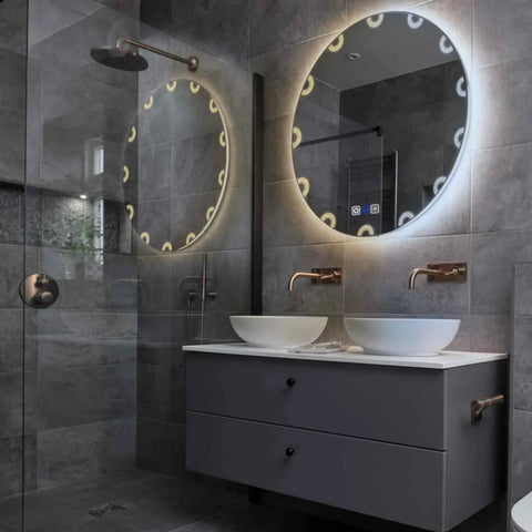 Miroir LED Rond | boutons tactiles | Fonction Anti-Buée | Température de couleur réglable - Reyze Série Edge Modèle 4