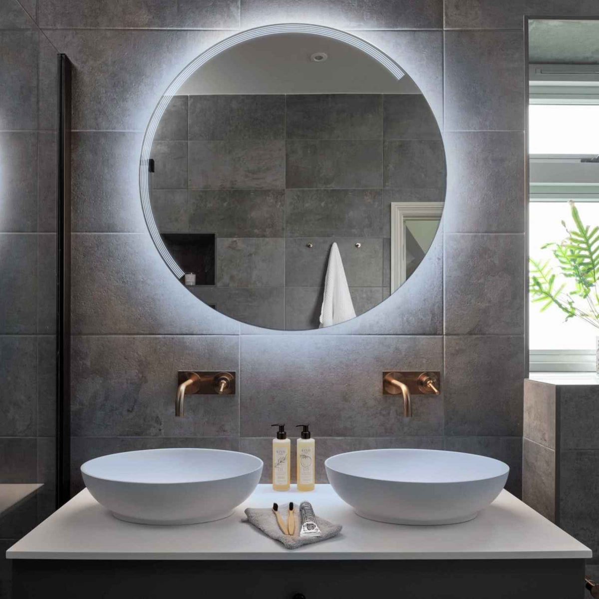 Miroir LED Rond | Sans Boutons Tactiles | Lumière blanche froide - Reyze Série Edge Modèle 5