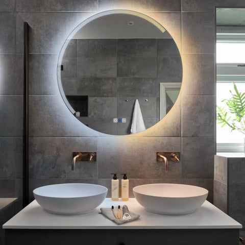 Miroir LED Rond | boutons tactiles | Fonction Anti-Buée | Température de couleur réglable - Reyze Série Edge Modèle 5
